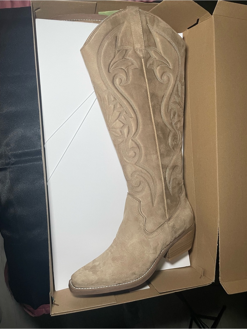 Kenzi Tan Western Wide Calf Boots Women's Size 9.5 MPN 096 15 2561